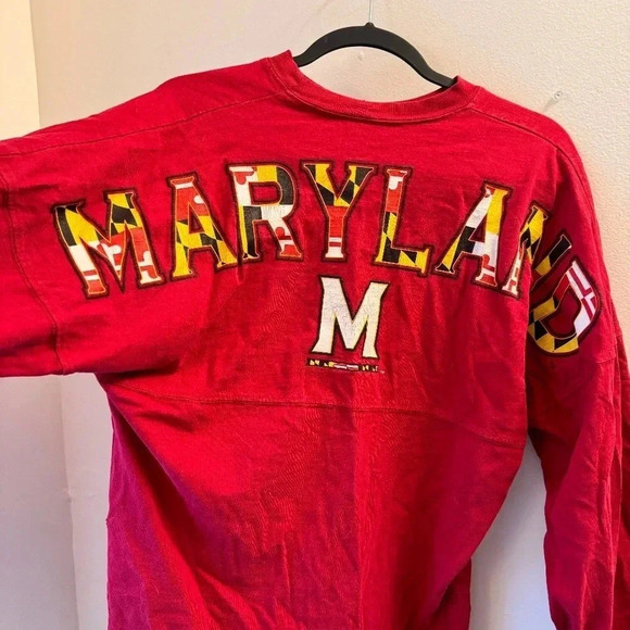Vintage Maryland UMD Terps Spirit Jersey (XS/S/M) Red with Flag Fan Gear - Picture 4 of 5